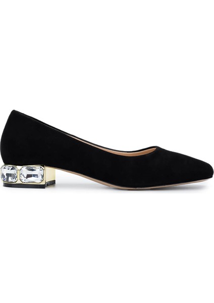 Kadın Deri Siyah Süet Topuklu Ayakkabı 1036 H5659 Bn Ayk SK24-25 Sıyah Suet