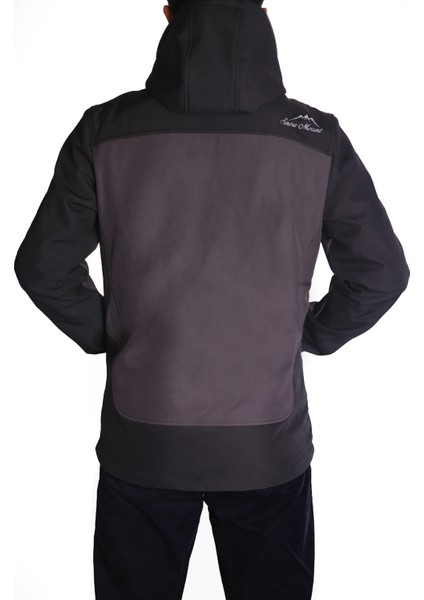 Siyah Antrasit Trail Softshell Su İtici Rüzgar Geçirmez Mont