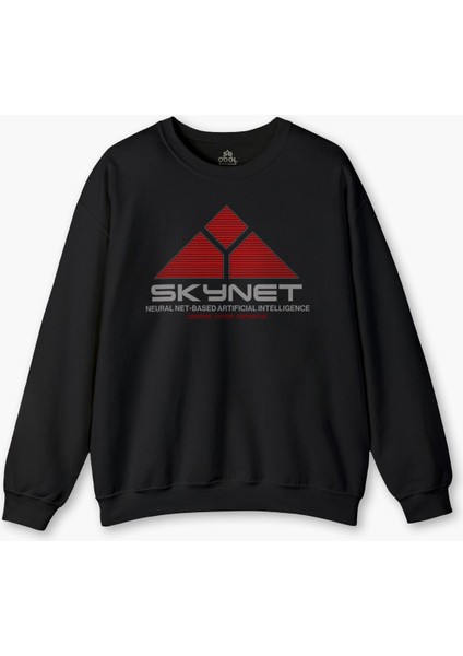 Siyah Sweatshirt Yapay Zeka Skynet Terminator Artificial Intelligence Aı Baskılı Sweat