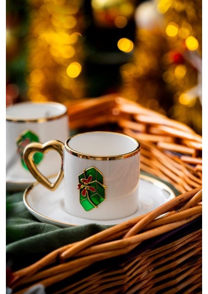 Noel Yeşil Paket 2 Kişilik Türk Kahvesi Fincanı fiyatları