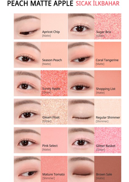 Hafif Dokulu Yoğun Renklere Sahip Göz Farı Paleti CLIO Pro Eye Palette Air (09 Peach Mate Apple)