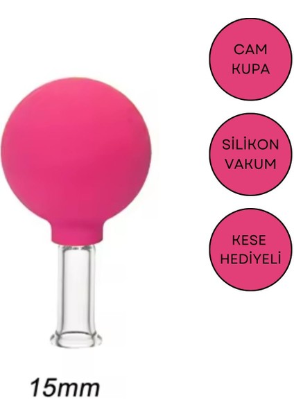 Silikon Vakumlu Göz ve Burun Çevresi Cam Masaj Kupası No:1 Gül Pembe Renk