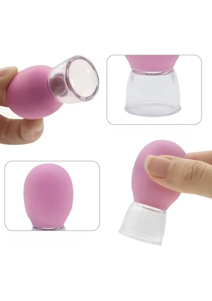 Mini Silikon Vakumlu Mika Yüz Masaj Kupası 2'li Set Mor Renk fırsatları
