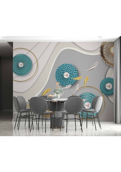 3 Boyutlu Yuvarlak Desenli Duvar Kağıdı