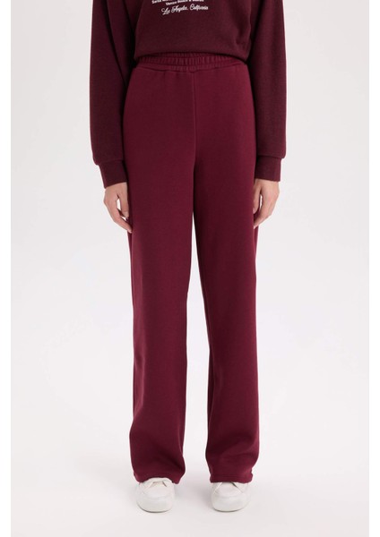 Straight Fit Beli Lastikli Cepli Yüksek Bel Kalın Basic Düz Eşofman Altı B8571AX24WN
