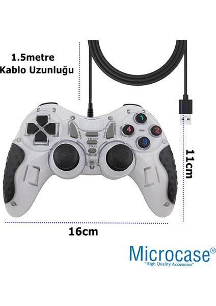 USB Kablolu Çift Titreşimli Pc Konsol Oyun Kolu Gamepad Joystick -AL4630 YK6005