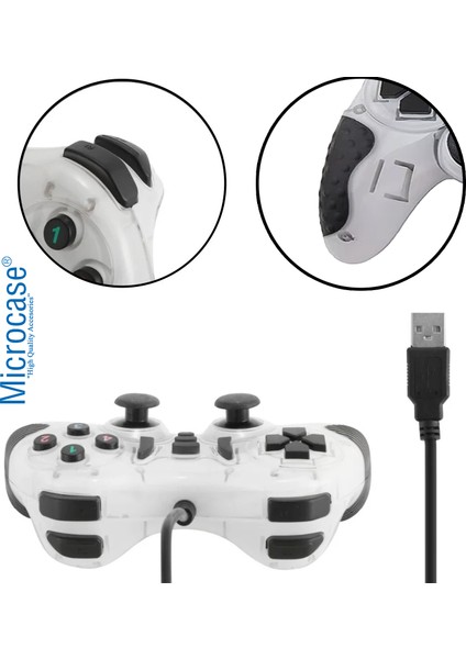 USB Kablolu Çift Titreşimli Pc Konsol Oyun Kolu Gamepad Joystick -AL4630 YK6005