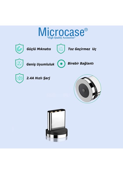 Yuvarlak Manyetik Mıknatıslı Şarj Kablosu Ucu TYPE-C-AL4636