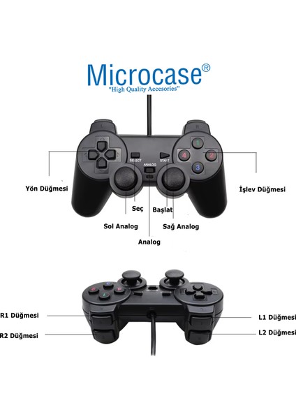USB Kablolu Titreşimli Pc Konsol Oyun Kolu Gamepad Joystick -AL4629 YK6000