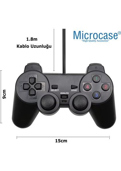 USB Kablolu Titreşimli Pc Konsol Oyun Kolu Gamepad Joystick -AL4629 YK6000