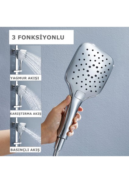 Yt287 Star Butonlu Banyo Duş Başlığı 3fonksiyonlu Krom