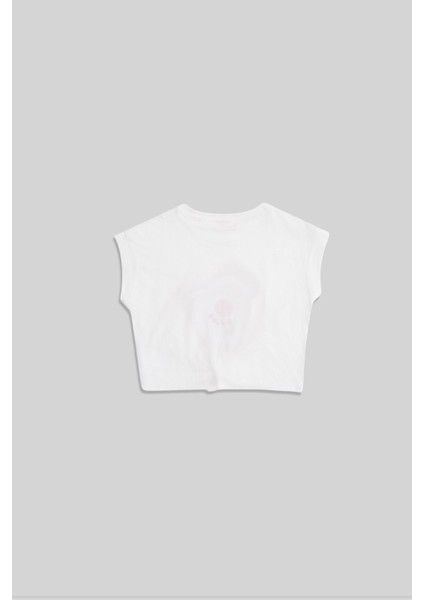 Minojoy Ekru Baskılı Pamuklu Kız Çocuk Tshirt
