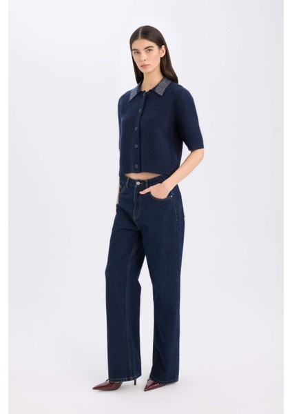 Regular Fit Polo Yaka Basic Düz Düğmeli Triko Hırka E2288AX24WN fiyatları