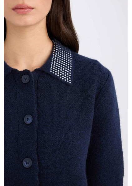 Regular Fit Polo Yaka Basic Düz Düğmeli Triko Hırka E2288AX24WN indirimleri