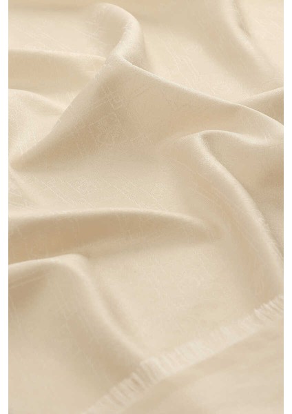 Krem Monogram Desen Jakarlı Ipek Şal modelleri