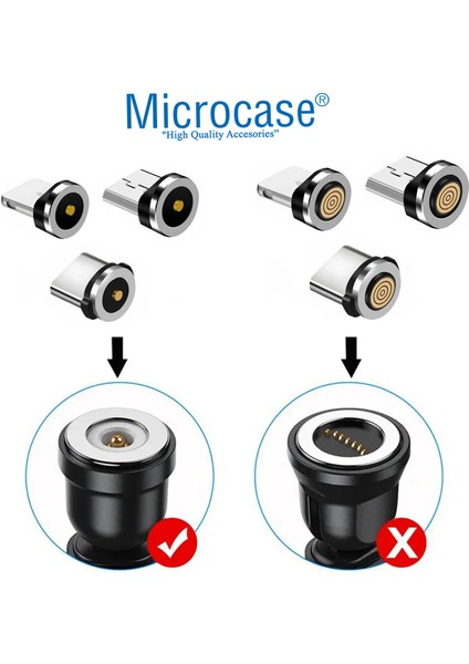 3in1 Yuvarlak Manyetik Mıknatıslı Şarj Kablosu Ucu Lightning Type-C Micro USB-AL4637