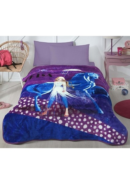 Lisanslı Tek Kişilik Çocuk Battaniye (155X215)-ELSA Frozen Snow Queen