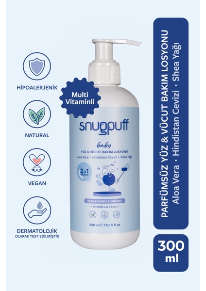 Bitkisel 2’si 1 Vitaminli Bebek Yüz & Vücut Bakım Losyon, Vegan, Nemlendirici Onarıcı Krem 300ML