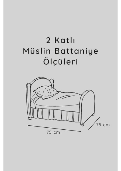 Kahverengi 2 Katlı Müslin Örtü Seti 2' Li 75x75 Cm