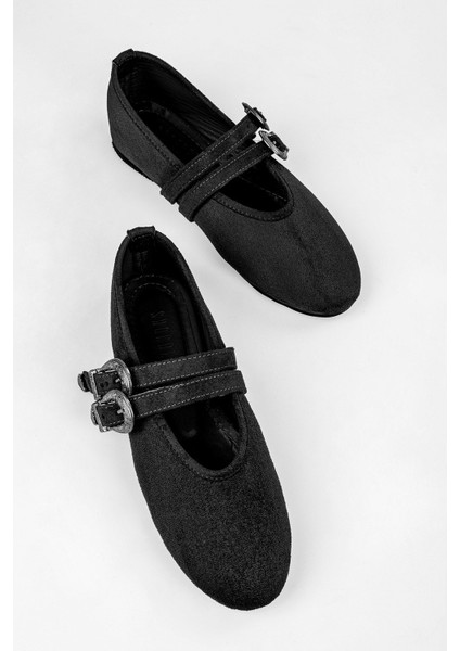 Kadın Rodeo Siyah Süet Toka Detaylı Babet