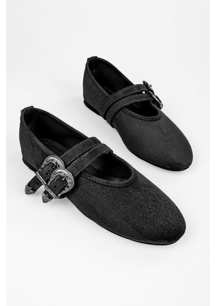 Kadın Rodeo Siyah Süet Toka Detaylı Babet modelleri