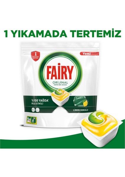 Hepsi Bir Arada 240 Yıkama Bulaşık Makinesi Deterjanı Deterjanı Tableti / Kapsülü Limon Kokulu (120 x 2 Yıkama)