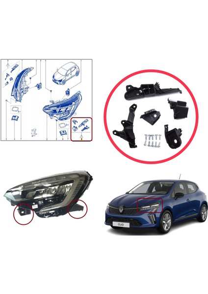 BHL569-1 Renault Clio Mk5 B7 Bf 2019-ON 260E70544R Için Sol Ön Far Tamir Seti modelleri