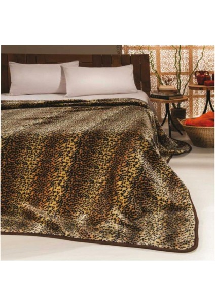 Renkli tek kişilik yumuşak leopar desenli battaniye, rahat ve şık tasarım.