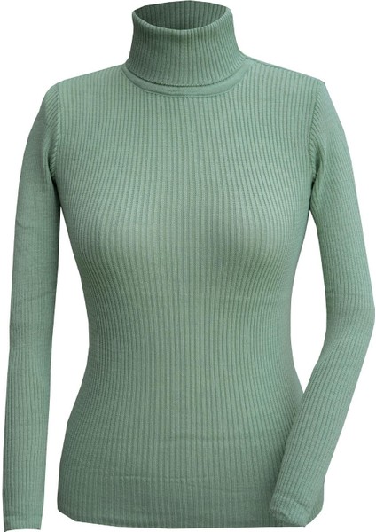 Triko Lycralı Balıkçı Yaka Body Kazak-Mint