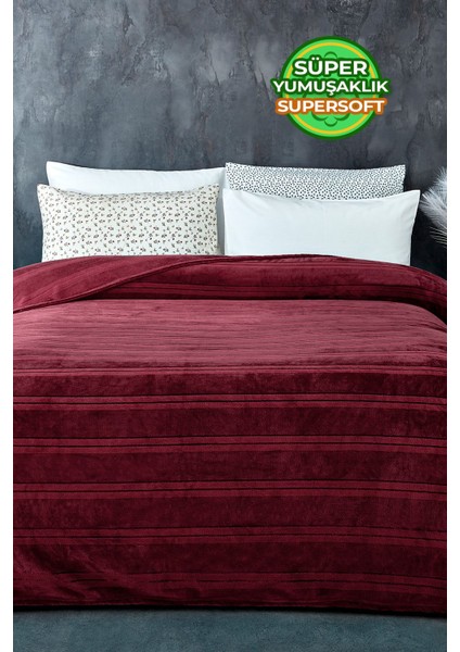 Mayer Supersoft Yumuşak Tek Kişilik Battaniye Yatak Örtüsü 150X230 cm Koyu Kırmızı Bordo