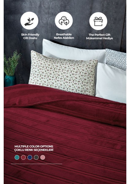 Mayer Supersoft Yumuşak Tek Kişilik Battaniye Yatak Örtüsü 150X230 cm Koyu Kırmızı Bordo