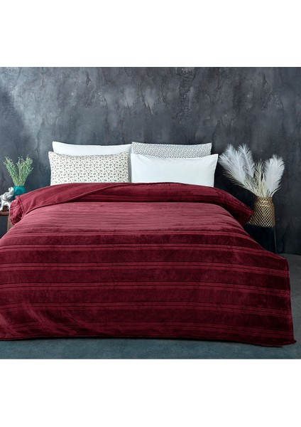 Mayer Supersoft Yumuşak Tek Kişilik Battaniye Yatak Örtüsü 150X230 cm Koyu Kırmızı Bordo