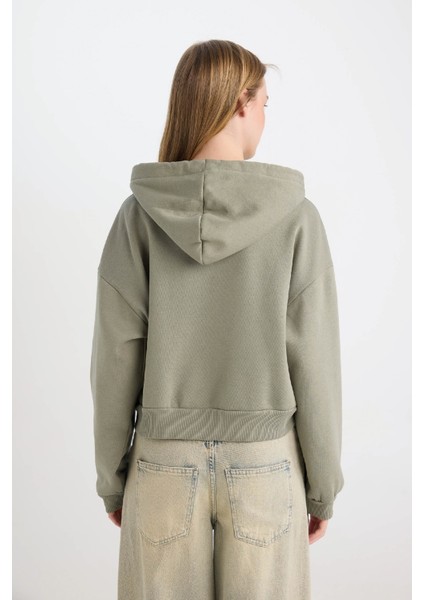 Coool Standart Fit Kapüşonlu Basic Düz Kanguru Cepli Fermuarlı Sweatshirt Z7069AZ24WN