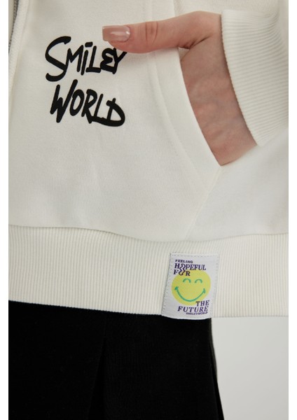 Coool SmileyWorld Oversize Geniş Kalıp Kapüşonlu Fermuarlı Sweatshirt C5380AX24SP