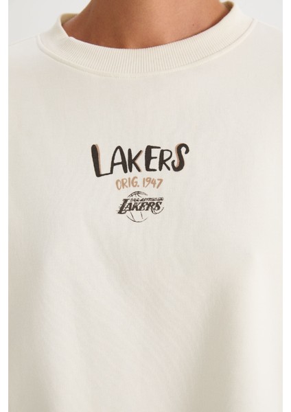 Fit NBA Los Angeles Lakers Bisiklet Yaka Sweatshirt D0682AX24AU