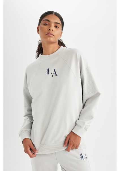 Fit NBA Los Angeles Lakers Oversize Geniş Kalıp Bisiklet Yaka Sweatshirt C8103AX24AU