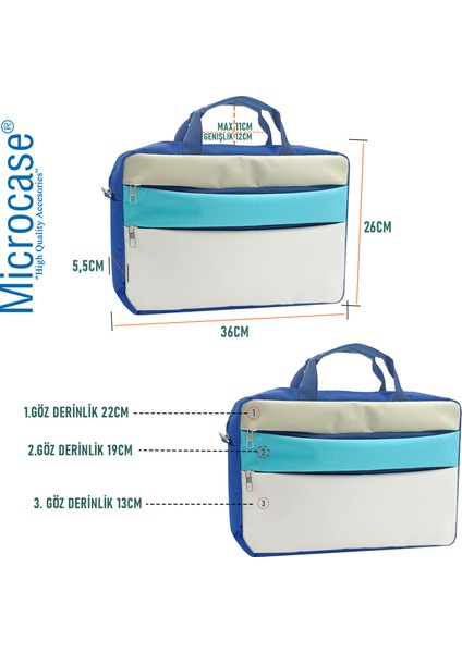 Vorcom Ultrapad 10.36 Inch ile Uyumlu Tablet Macbook Laptop Tablet Çantası 2 Bölmeli AL4821
