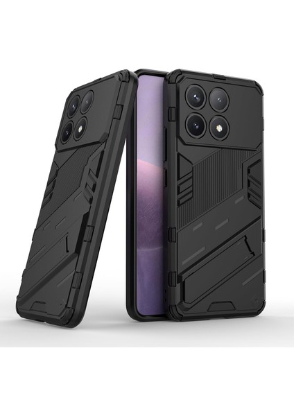 Xiaomi Poco F6 Pro Matrix Serisi Armor Standlı Perfect Koruma Kılıf - Siyah AL3416