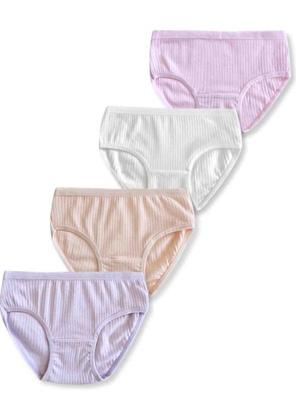 Kız Çocuk Fitilli Slip Külot Iç Çamaşır 4lü Set