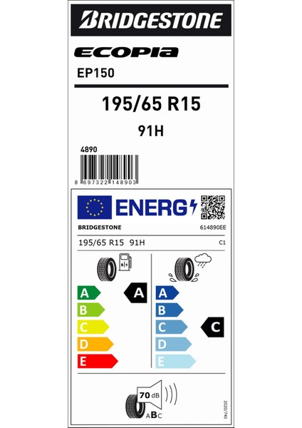 195/65 R15 91H Ecopıa EP150 A-C-70 Oto Yaz Lastiği (Üretim Yılı: 2023)