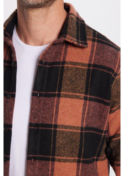 Erkek Slim Fit Dar Kesim Oduncu Kareli Kışlık Gömlek fırsatları