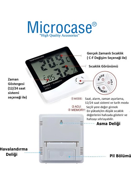 Dijital Termometre Sıcaklık ve Nem Ölçer Masa Saati Higrometre-AL4562