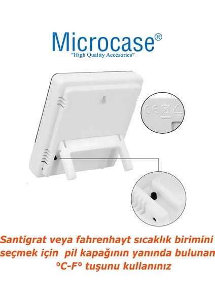 Dijital Termometre Sıcaklık ve Nem Ölçer Masa Saati Higrometre-AL4562