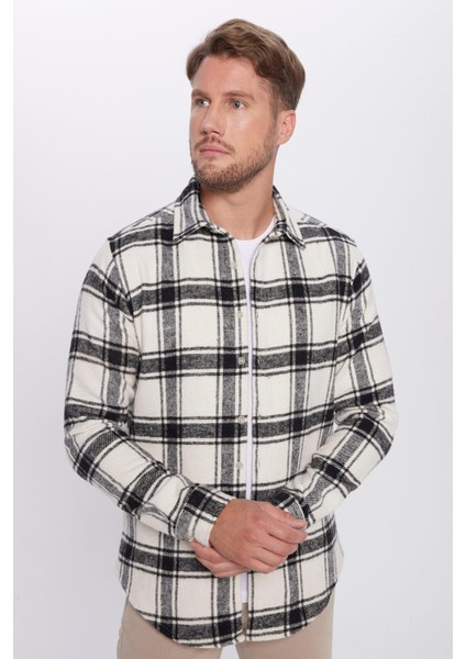 Erkek Slim Fit Dar Kesim oduncu Kareli Kışlık Gömlek