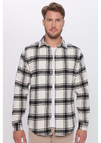 Erkek Slim Fit Dar Kesim oduncu Kareli Kışlık Gömlek