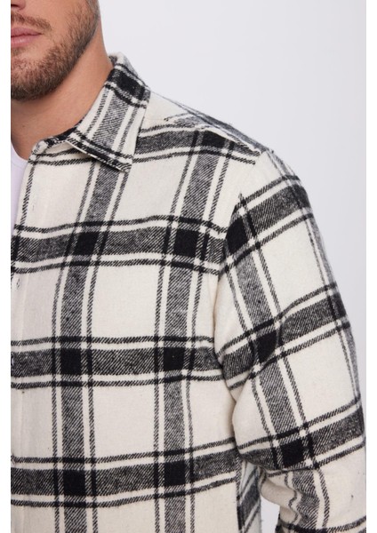 Erkek Slim Fit Dar Kesim oduncu Kareli Kışlık Gömlek