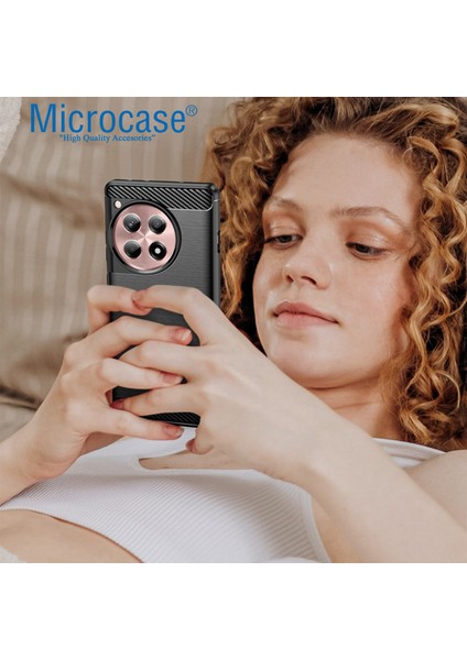 Oneplus 12R / Oneplus Ace 3 Brushed Carbon Fiber Silikon Kılıf - Siyah AL3332 modelleri