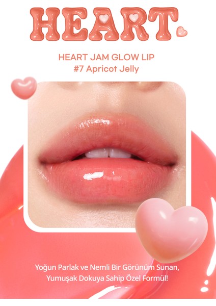 Yoğun Nemlendirici Parlak Bitişli Balm PERIPERA Heart Jam Glow Lip (7 Apricot Jelly) (Lucky Lottery)