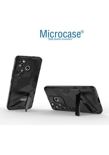 Xiaomi Poco F6 Matrix Serisi Armor Standlı Perfect Koruma Kılıf - Siyah AL3416