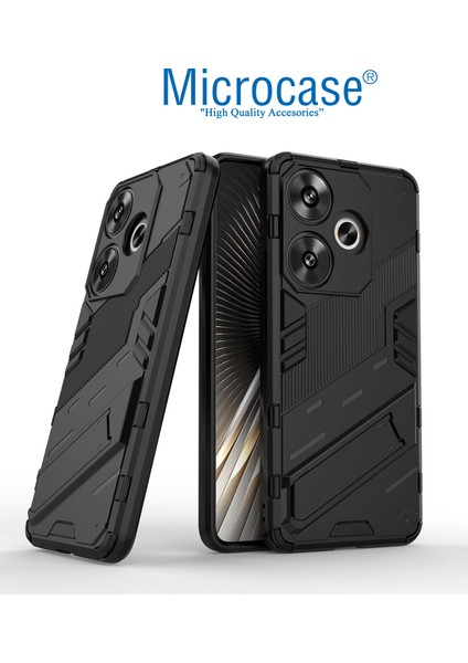 Xiaomi Poco F6 Matrix Serisi Armor Standlı Perfect Koruma Kılıf - Siyah AL3416